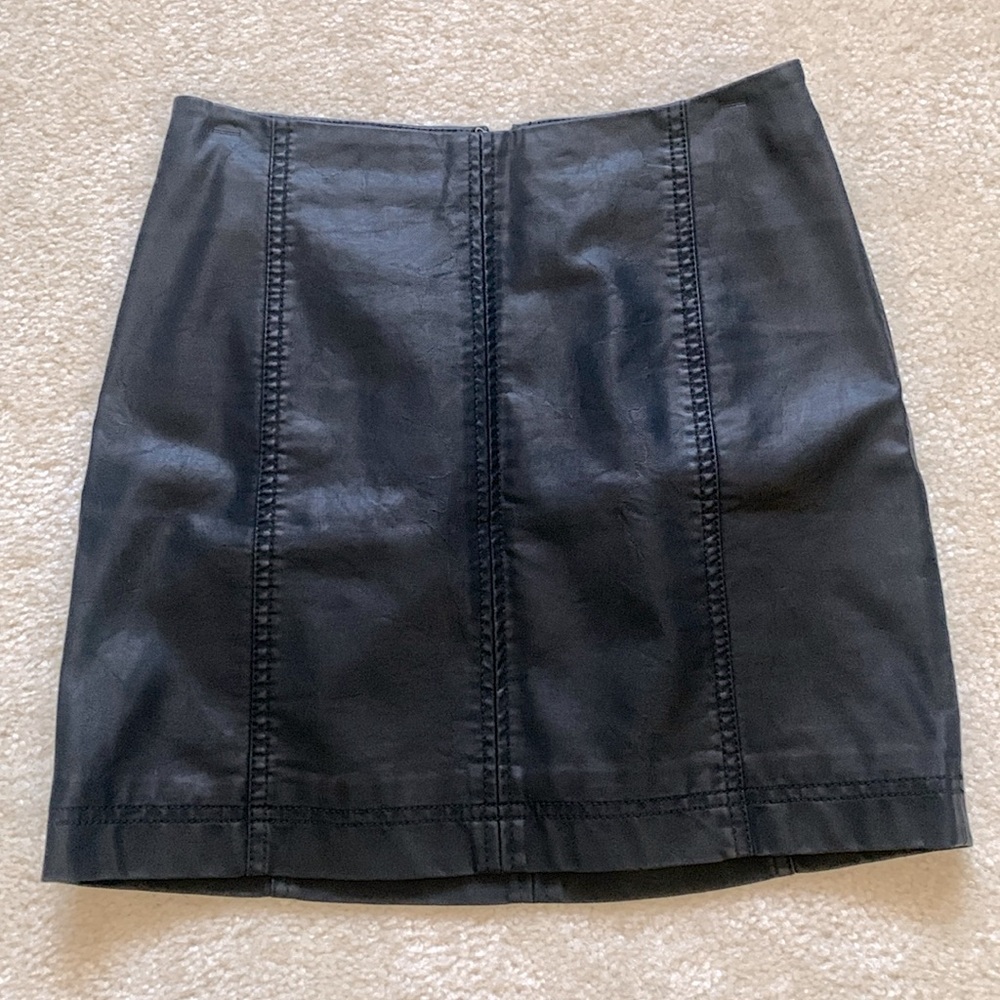 Free people vegan leather black mini skirt 2